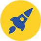ícone minimalista de um foguete.